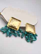 Load image into Gallery viewer, Square base turquoise Under 29 earrings
