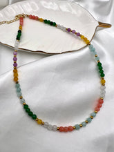 Load image into Gallery viewer, Small cololful natural stone and crystal choker necklace

