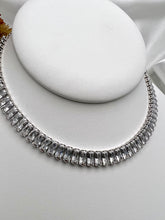 Load image into Gallery viewer, CZ Baguettes with mini link chains choker necklace

