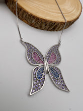 Load image into Gallery viewer, Big butterfly lavender shades necklace
