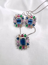 Load image into Gallery viewer, Square set colorful zirconia on the edges jewelry set
