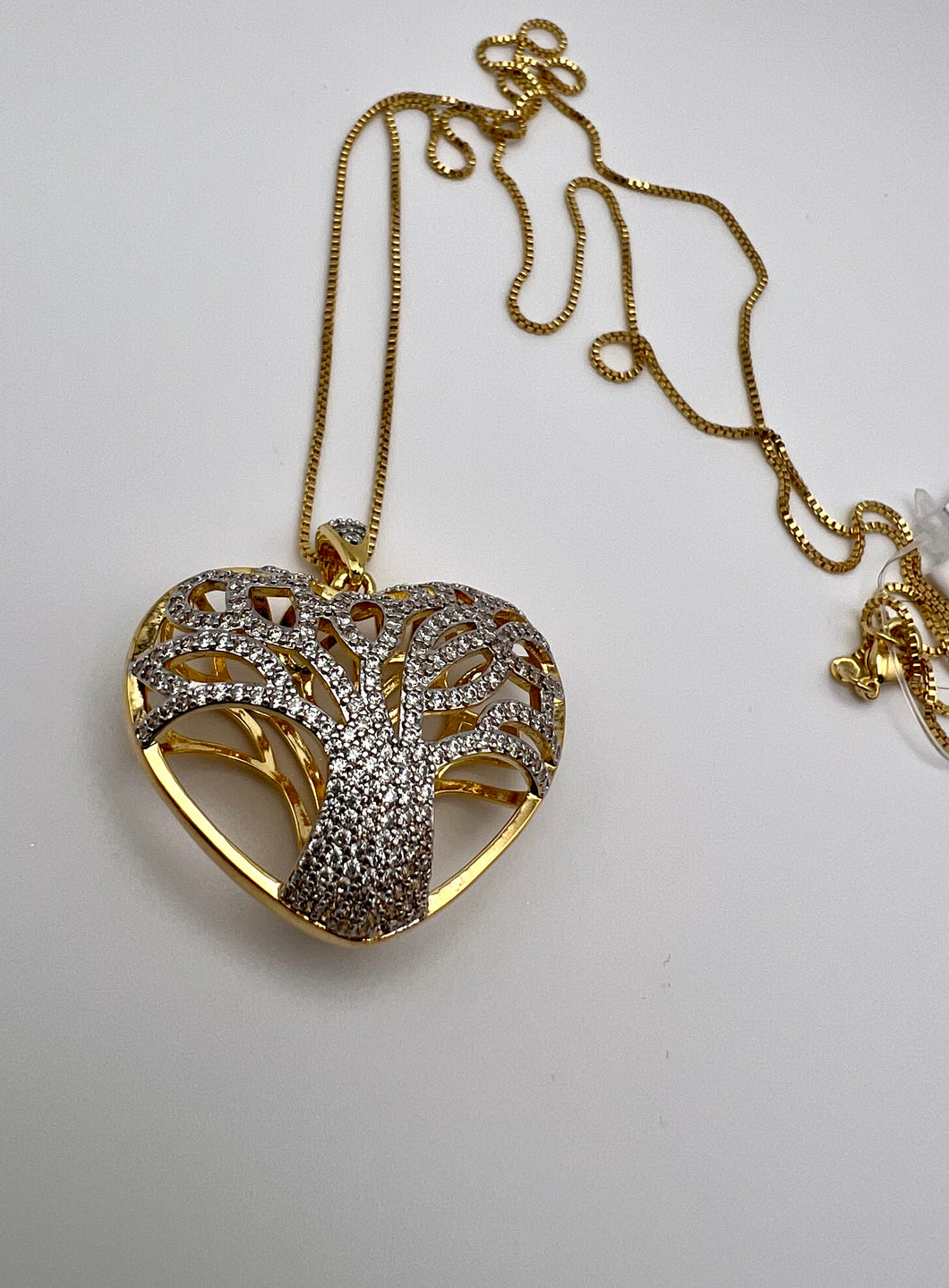 Cz chubby studded tree of life necklace