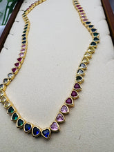 Load image into Gallery viewer, Colorful heart jewel locker choker necklace
