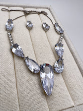 Load image into Gallery viewer, Big cz crystal drop rhodium jewelry set
