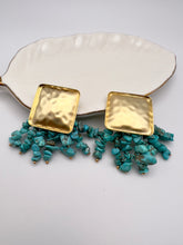 Load image into Gallery viewer, Square base turquoise Under 29 earrings
