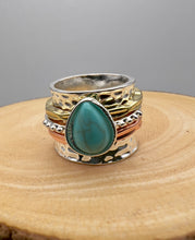 Load image into Gallery viewer, Retro turquoise silver plated ring
