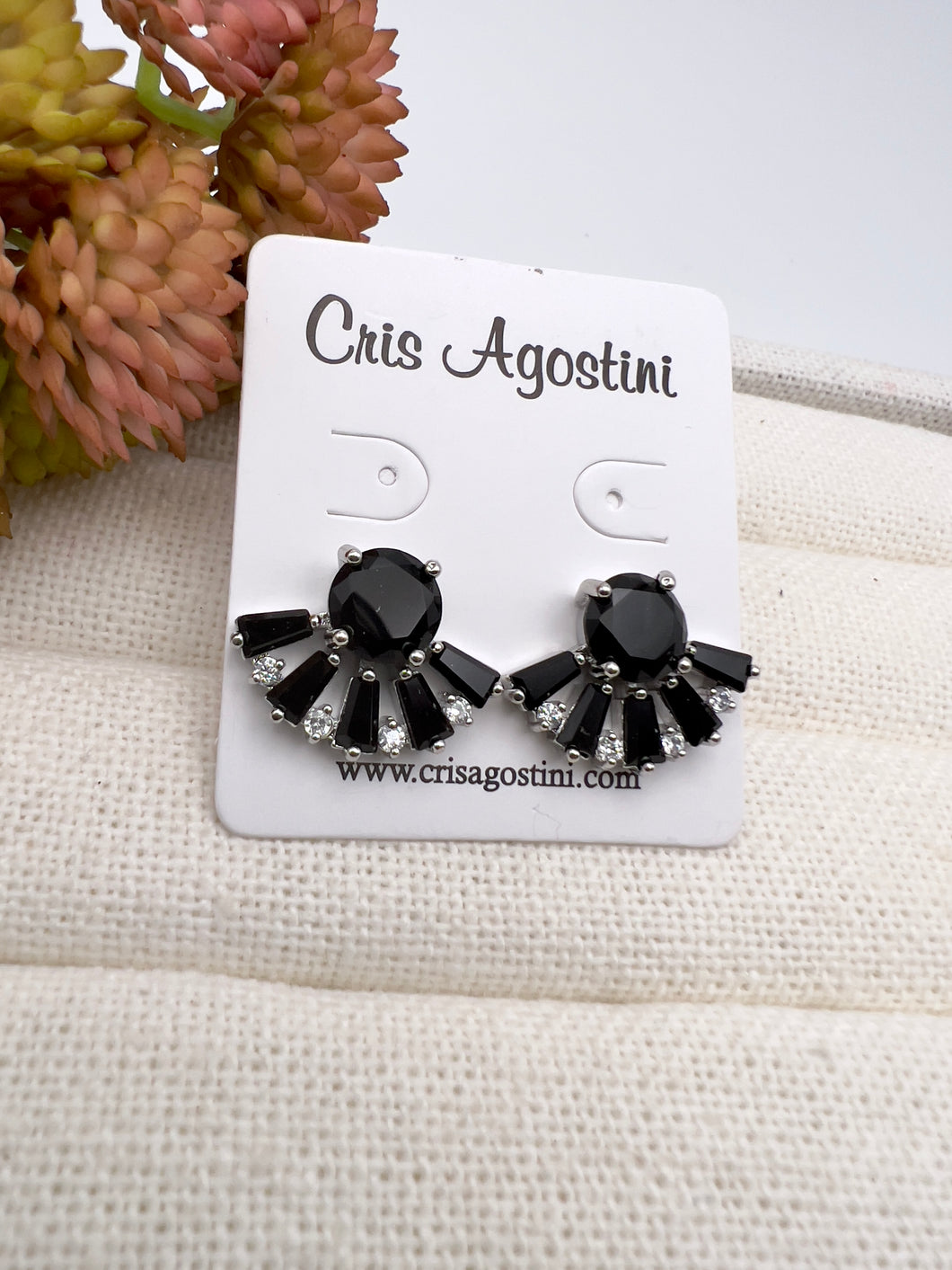 Ear jacket type crystal earrings