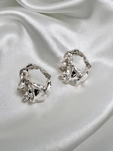 Load image into Gallery viewer, Crumpled irregular silver earrings
