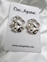 Load image into Gallery viewer, Crumpled irregular silver earrings
