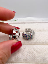 Load image into Gallery viewer, Studded colorful cz thick hoop earrings
