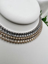 Load image into Gallery viewer, CZ Baguettes with mini link chains choker necklace
