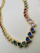 Load image into Gallery viewer, Colorful heart jewel locker choker necklace
