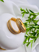 Load image into Gallery viewer, Two cz row straight detail hoop earrings
