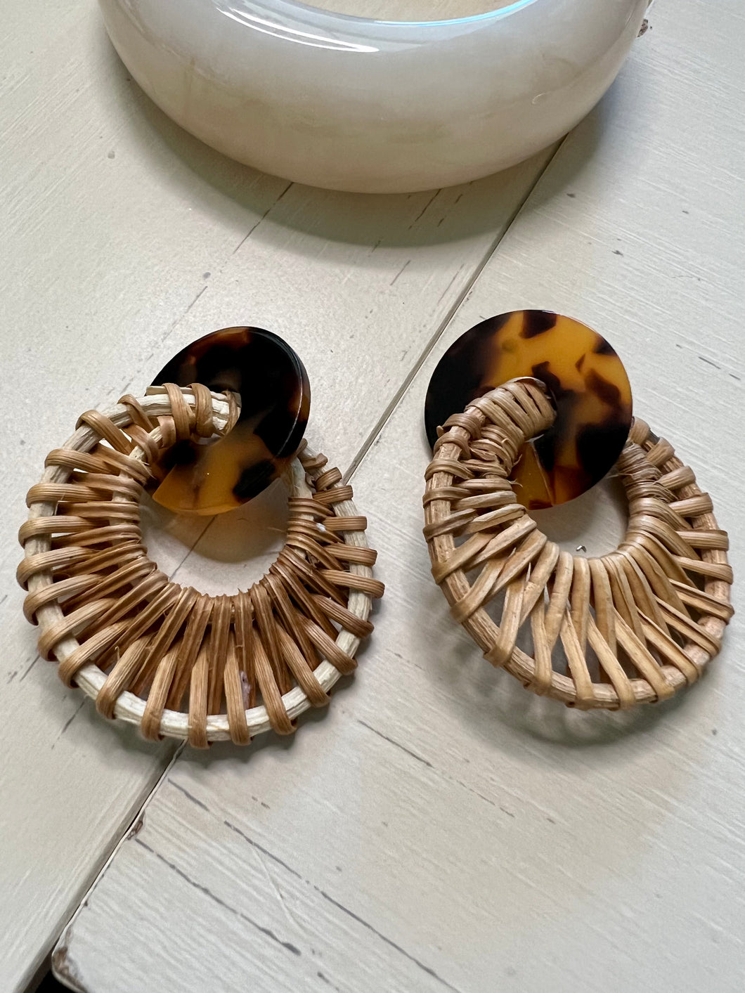 Animal print base and trellis earrings