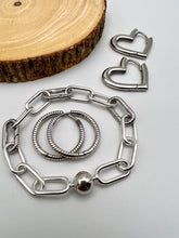 Load image into Gallery viewer, Heart shape hoop with small heart pendant earrings
