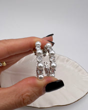 Load image into Gallery viewer, Pearl and cz hoop stud earring
