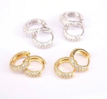 Load image into Gallery viewer, Basic thinner small studded hoop earrings
