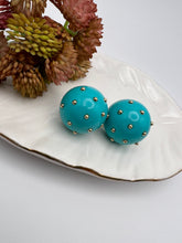 Load image into Gallery viewer, Acrylic half ball gold spots earrings
