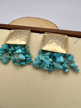 Load image into Gallery viewer, Square base turquoise Under 29 earrings
