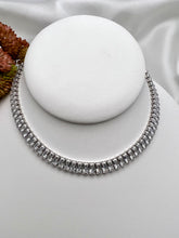 Load image into Gallery viewer, CZ Baguettes with mini link chains choker necklace
