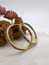 Load image into Gallery viewer, In and out colorful zirconia big hoop earring
