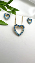 Load and play video in Gallery viewer, Blue cz heart shape fine finish set
