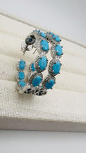 Load and play video in Gallery viewer, Turquoise and pave cz hoop earrings
