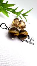 Load and play video in Gallery viewer, Cut crystal drop eye of tiger gemstone ball earrings
