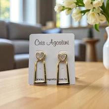 Load image into Gallery viewer, Rectangular pendant base heart earrings
