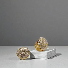 Load image into Gallery viewer, Studded cz shell clip-on earrings
