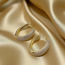 Load image into Gallery viewer, Medium hoop cz set on the front earrings
