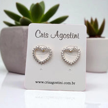 Load image into Gallery viewer, Micro CZ heart outline earrings
