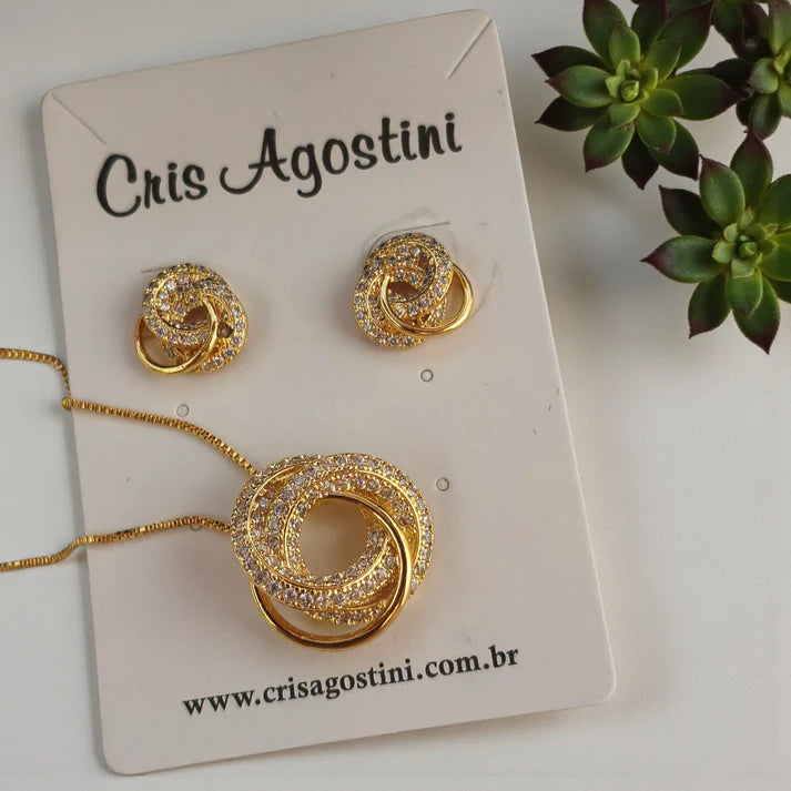 Interlaced circles famous designer jewelry set