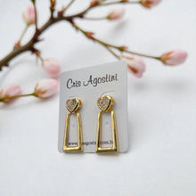 Load image into Gallery viewer, Rectangular pendant base heart earrings
