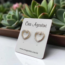 Load image into Gallery viewer, Micro CZ heart outline earrings
