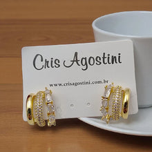 Load image into Gallery viewer, Clip-on earring with layers of zirconia
