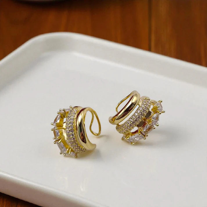 Clip-on earring with layers of zirconia