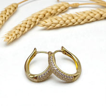 Load image into Gallery viewer, Medium hoop cz set on the front earrings
