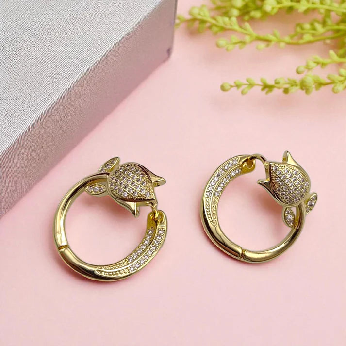 Cz studded tulip hoop Valentina Collection