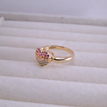 Load image into Gallery viewer, Studded heart shape colorful pave ring
