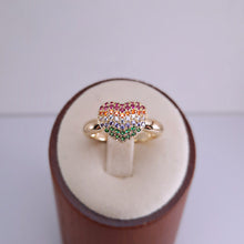 Load image into Gallery viewer, Studded heart shape colorful pave ring
