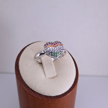 Load image into Gallery viewer, Studded heart shape colorful pave ring
