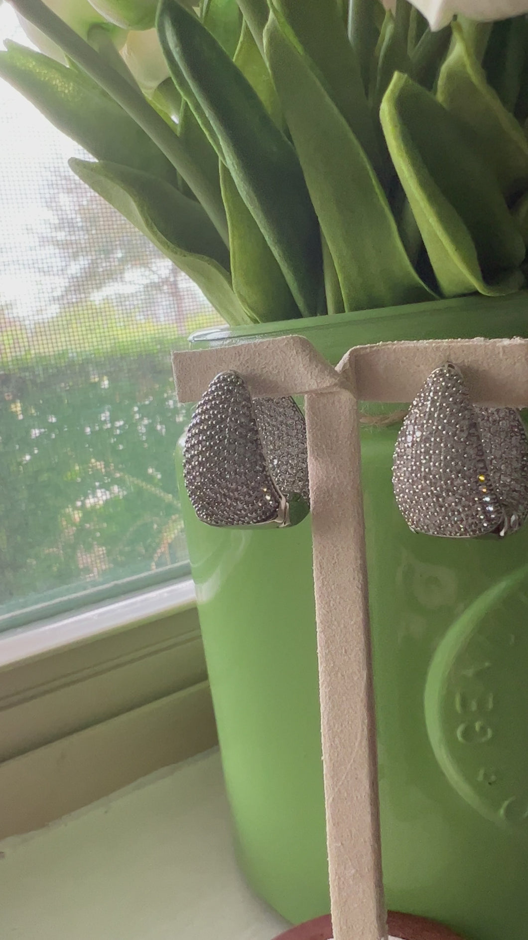 Wide chubby studded hoop earrings