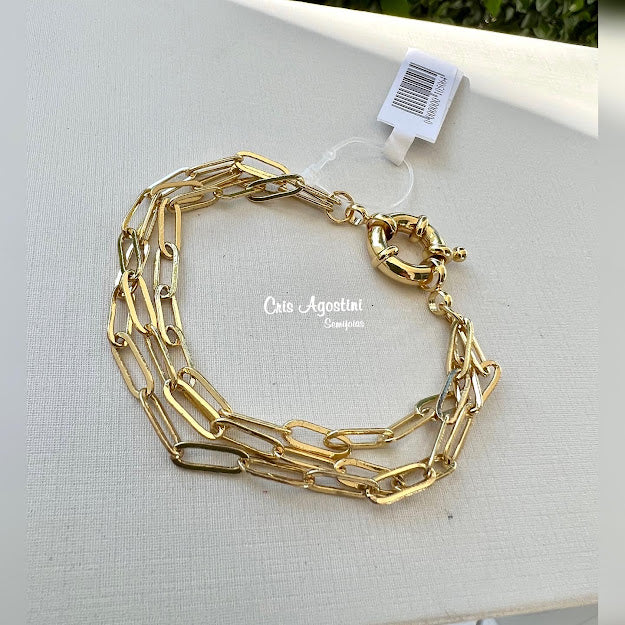 gold triple float clasp bracelet