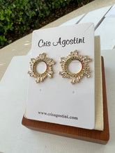 Load image into Gallery viewer, circle sun rays zirconia color earrings

