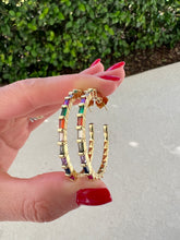 Load image into Gallery viewer, Colorful stone hoop earrings
