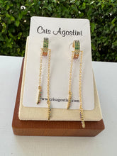 Load image into Gallery viewer, small chain and color ring earrings
