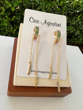 Load image into Gallery viewer, small chain and color ring earrings
