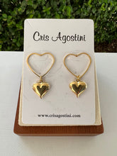 Load image into Gallery viewer, hollow hearts and pendants earrings
