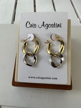 Load image into Gallery viewer, gold and silver links hoop earrings

